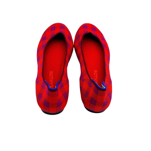 Rothy's The Square Pomegranate Gingham Ballet Flat Size W8.5 NWOB - Picture 5 of 11
